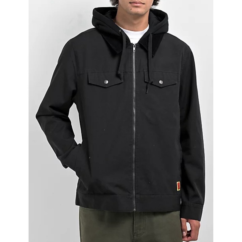 Empyre Warrant Black Hooded Work Jacket Mens S Zip Utility‎ Coat Streetwear